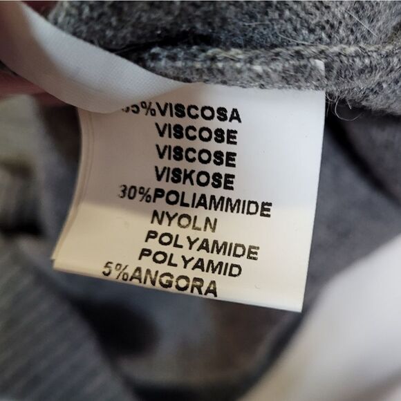 SISTE'S Y2K gray angora blend lace trim cowl neck sweater tunic‎ dress M - Picture 6 of 10